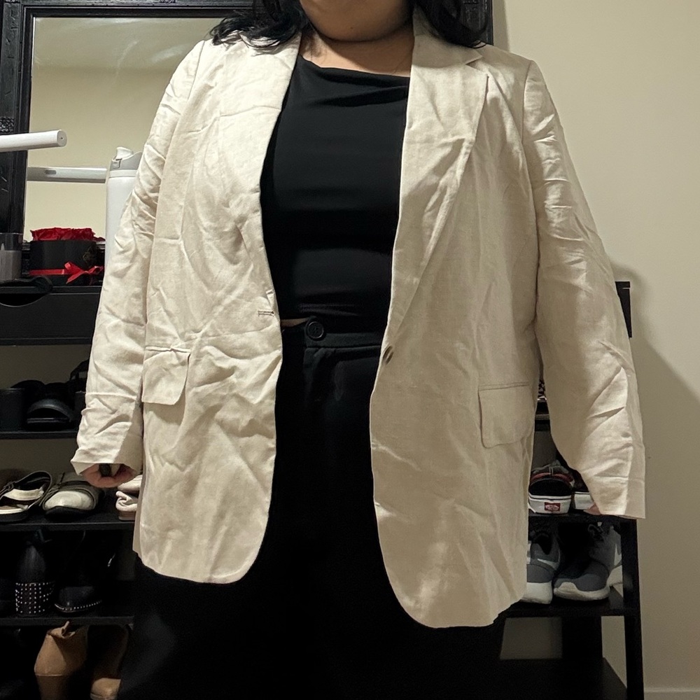 H&M Women's Beige Linen Blazer
